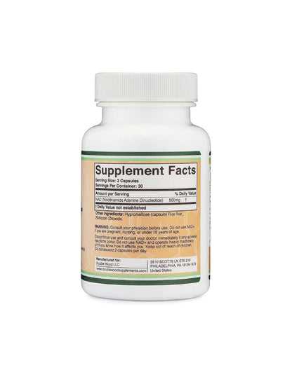 Double Wood Suplemento NAD 500 mg, 60 cápsulas