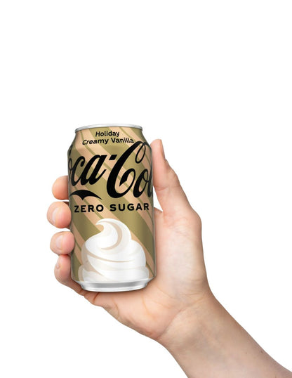 Coca-Cola Vainilla Cremosa Navideña sin azúcar 355 ml 12 Pack Latas