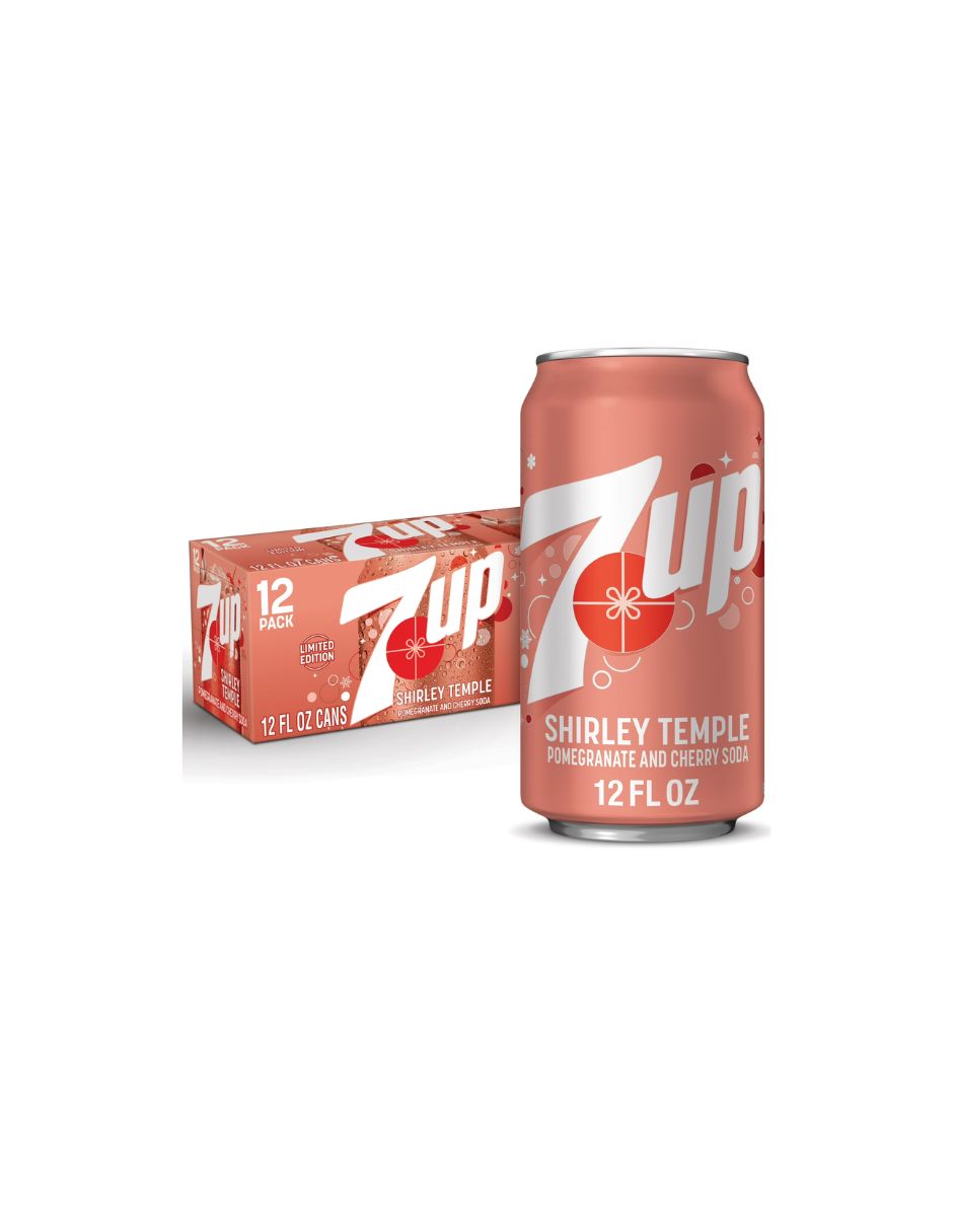 7UP Shirley Temple Refresco de Granada con Limón-Lima 12 Latas de 355 ml