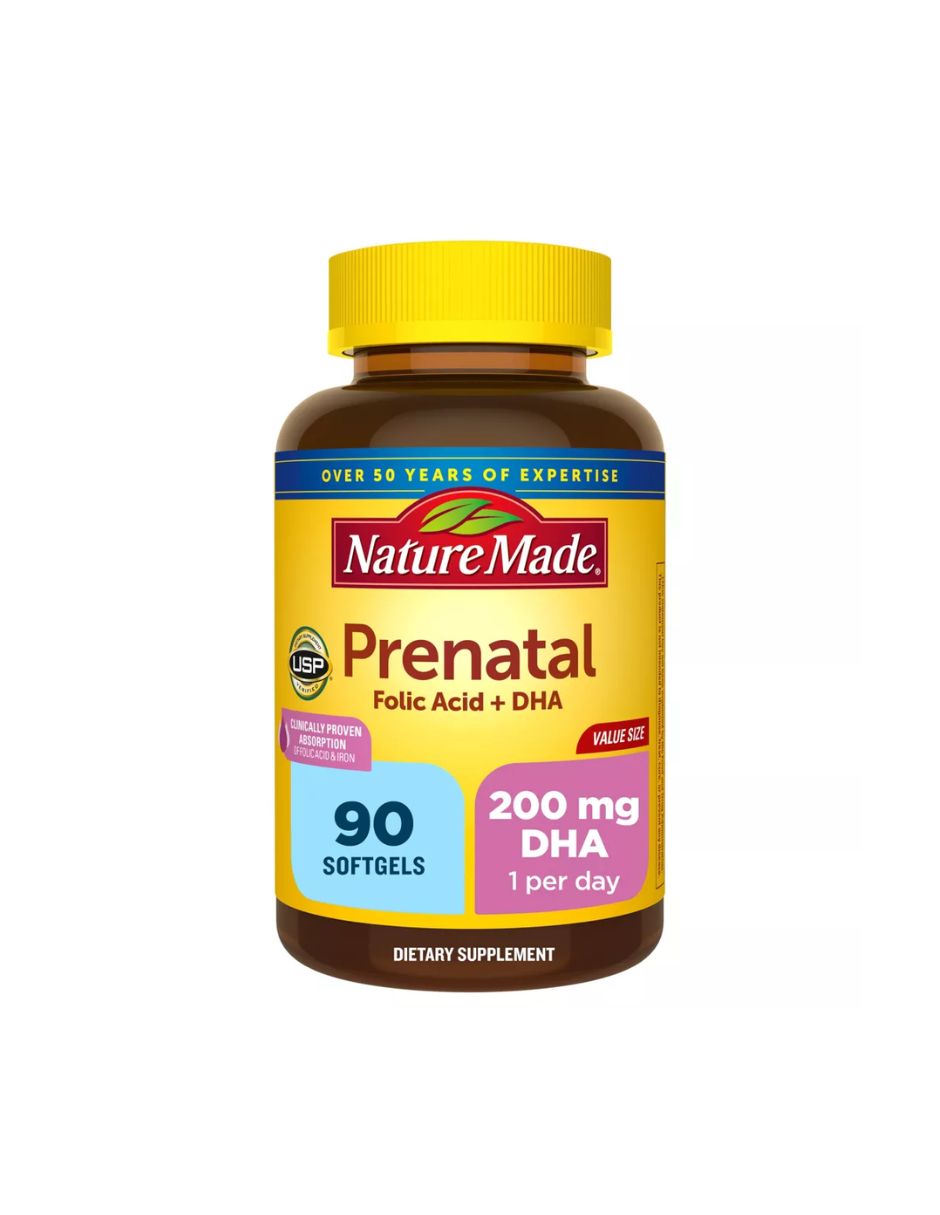 Nature Made Prenatal con ácido fólico, DHA 90 cápsulas