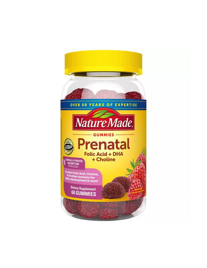 Nature Made Prenatal gomitas DHA, ácido fólico, colina 60 unidades