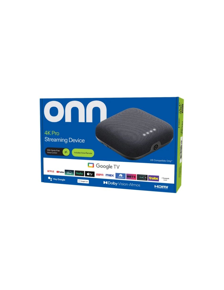 Dispositivo de Streaming onn 4K Pro con Google TV, 32 GB, Wi-Fi 6, Dolby Vision & Atmos