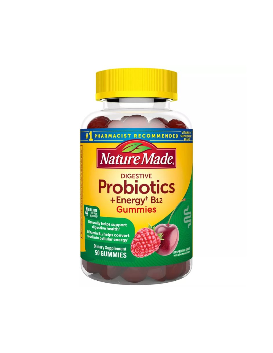Nature Made Gomitas Probióticos digestivos 4 Billion CFU con B12, 50 unidades