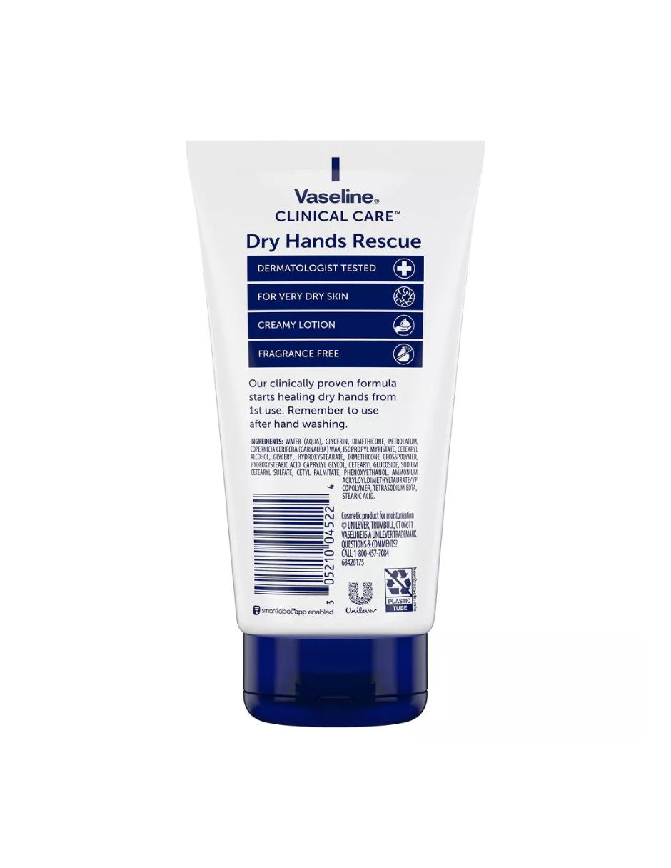 Vaseline loción para manos ásperas y agrietadas, sin perfume 150ml
