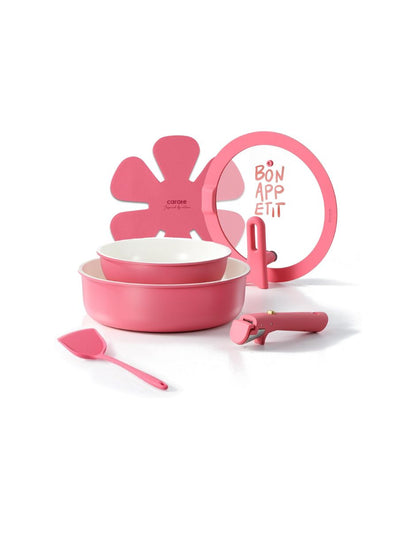 Carote Juego de Ollas y Sartenes Cerámica con Mango Extraíble Rosa