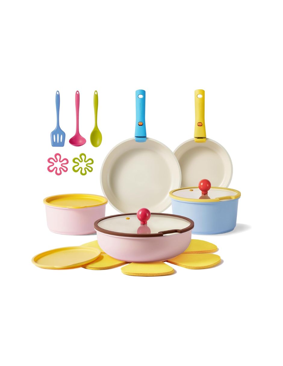 Carote Juego 20 Pzs Utensilios Cerámica Mango Desmontable Multicolor