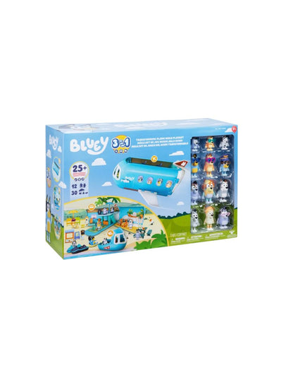 Bluey Avión Transformable 3 en 1 Mega Set con 12 Figuras y Más de 30 Accesorios