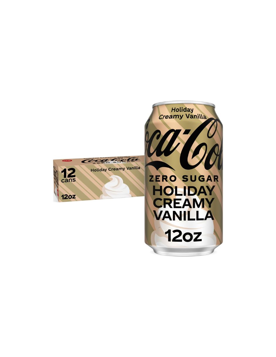 Coca-Cola Vainilla Cremosa Navideña sin azúcar 355 ml 12 Pack Latas