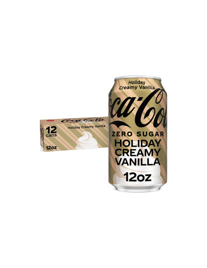 Coca-Cola Vainilla Cremosa Navideña sin azúcar 355 ml 12 Pack Latas