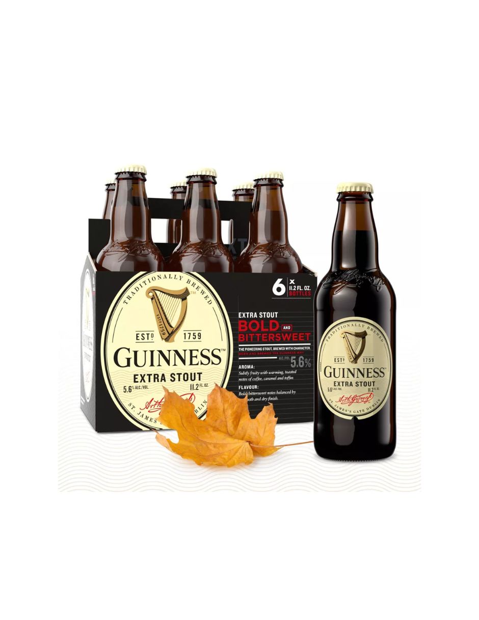 Guinness Extra Stout Cerveza Negra 6 Botellas de 330ml
