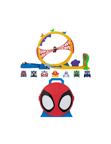 Set de Carreras Spider-Man Amazing Pista Super Loop + 7 Vehículos + Estuche de Transporte