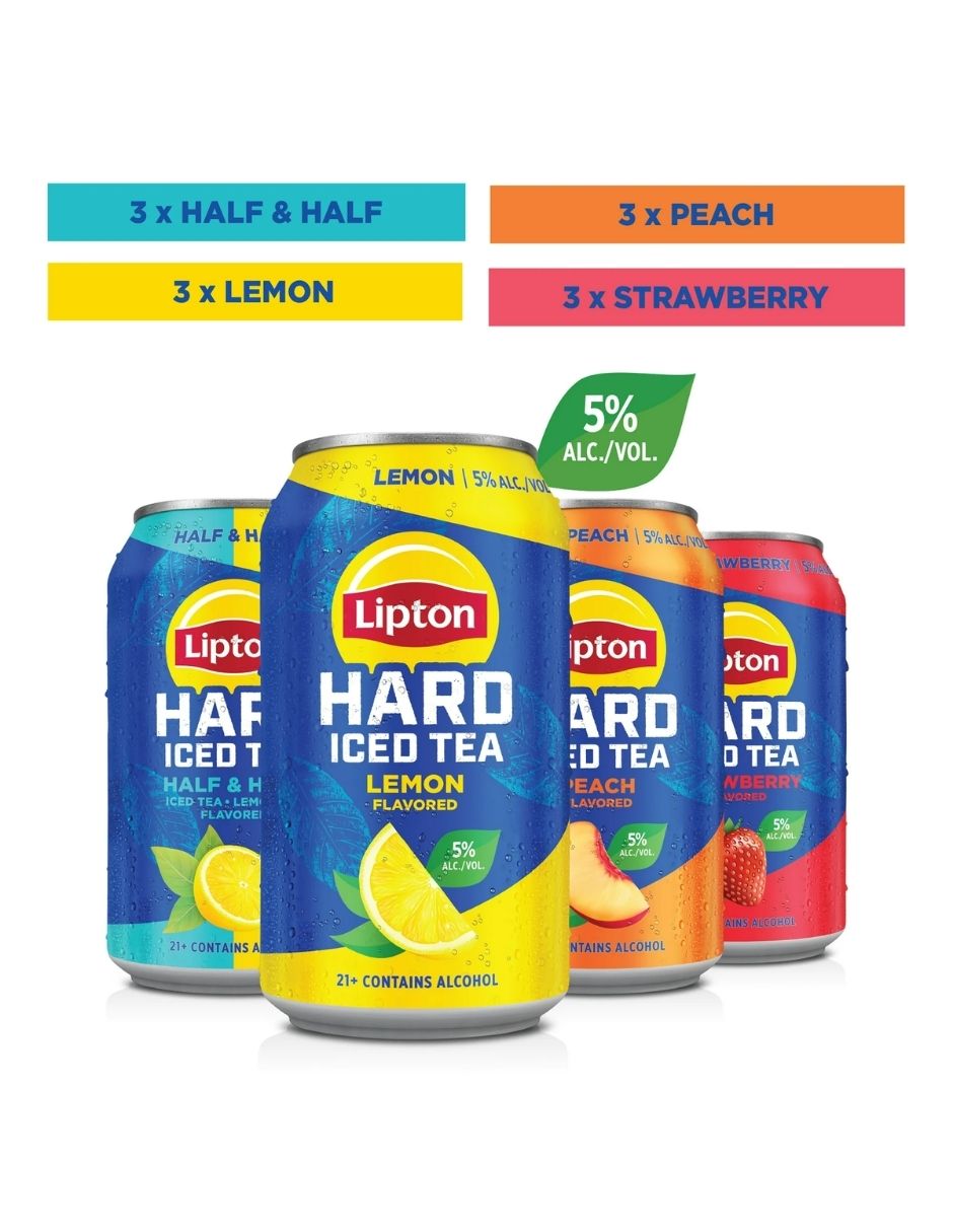 Té Helado con Alcohol (Paquete Variado) 12 Pack 355ml - Lipton Hard Iced Tea
