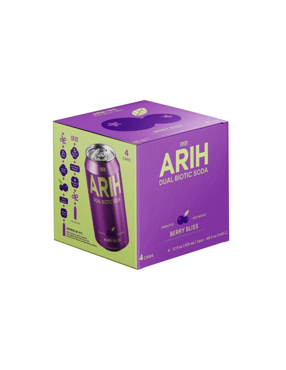 Refresco ARIH Prebiótico y Postbiótico Bajo en Azúcar 4 pack 355ml