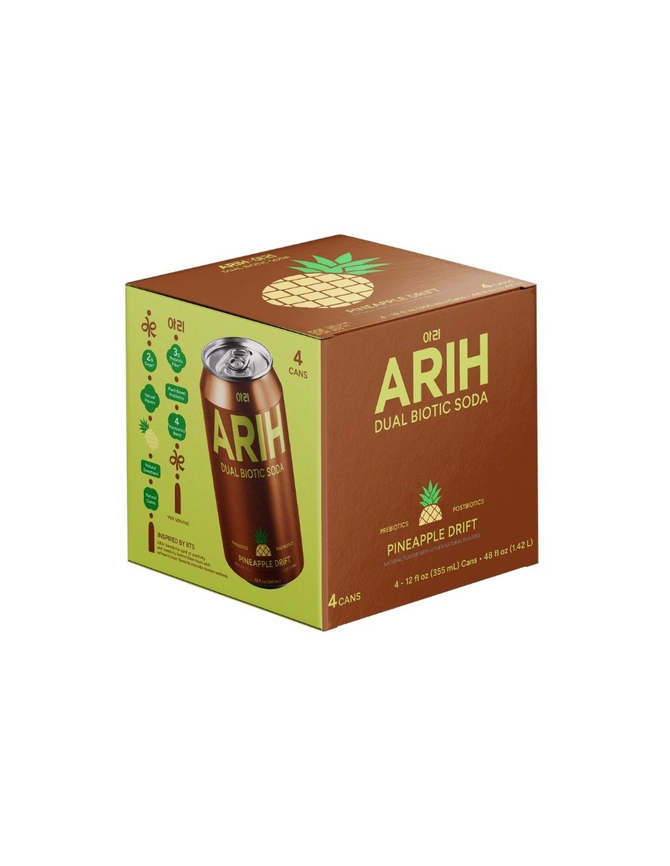 Refresco ARIH Prebiótico y Postbiótico Bajo en Azúcar 4 pack 355ml