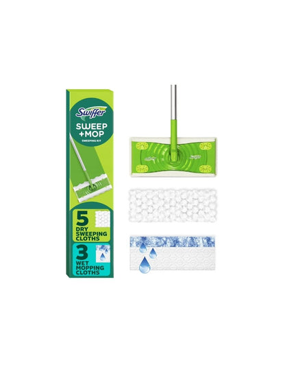Swiffer Sweeper Kit de Inicio con Mopa, Paños Secos y Húmedos