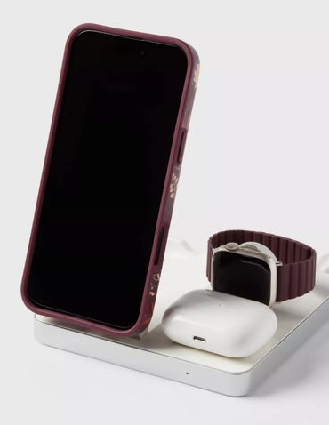Cargador 3 en 1 heyday para iPhone Watch AirPods Blanco