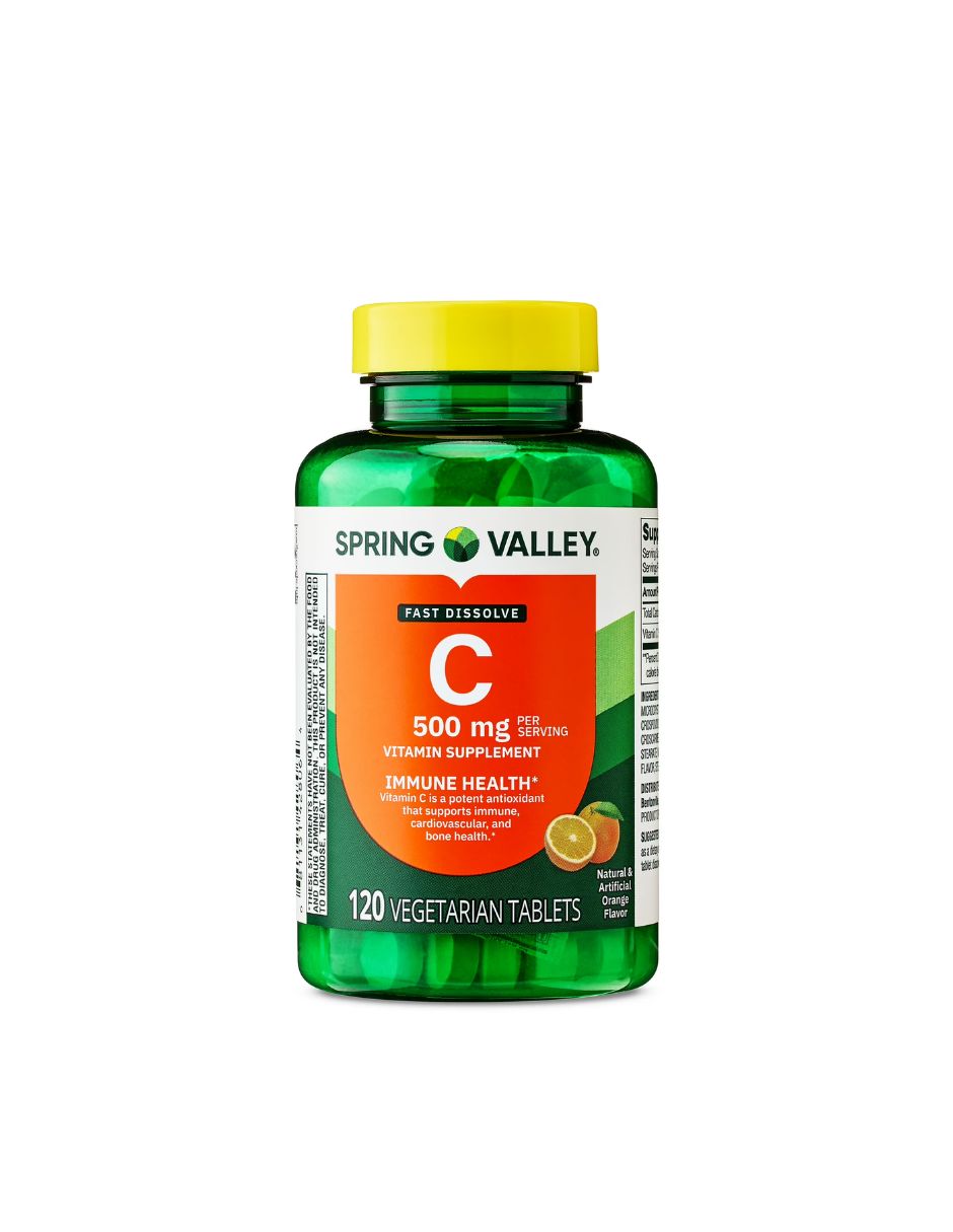 Spring Valley vitamina C disolución rápida 500 mg, 120 tabletas