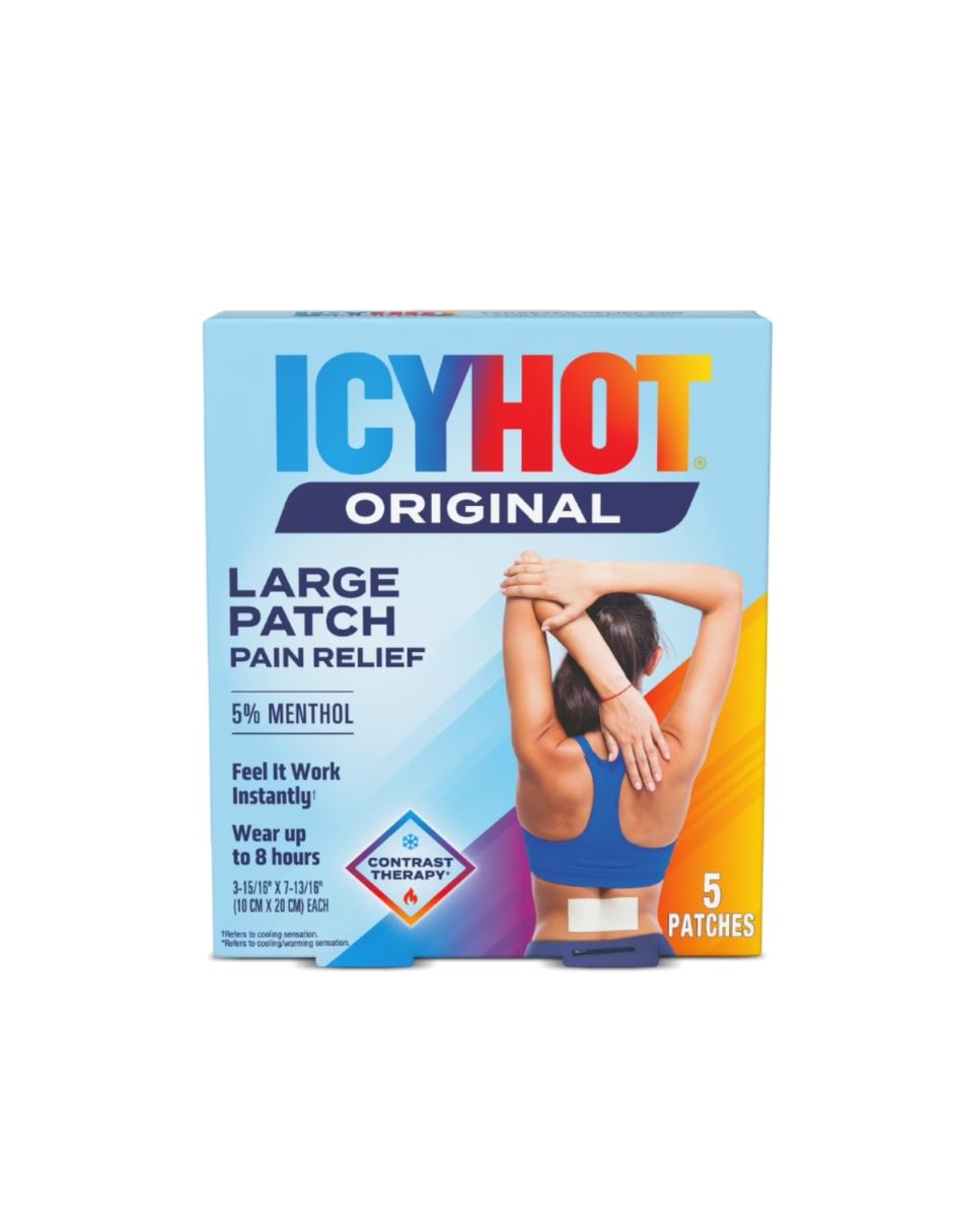 Icy Hot Parches medicados para espalda o área grande, 5 unidades