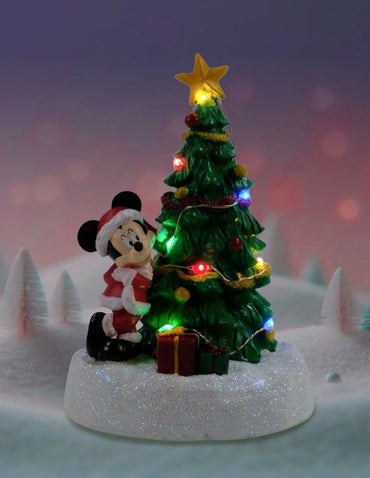 Árbol de Navidad Iluminado con Figura Mickey Mouse Disney - Aldea Coleccionable