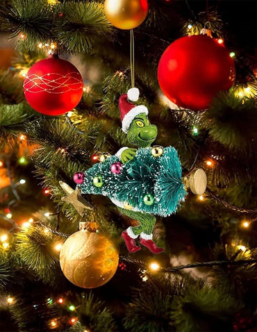 Adorno Navideño Colgante Grinch Feliz Navidad - Decoración para Árbol