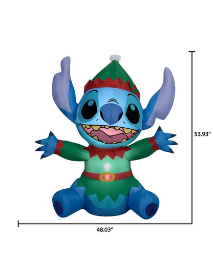 Inflable Navideño Stitch Disney como Elf - Decoración con Luces LED