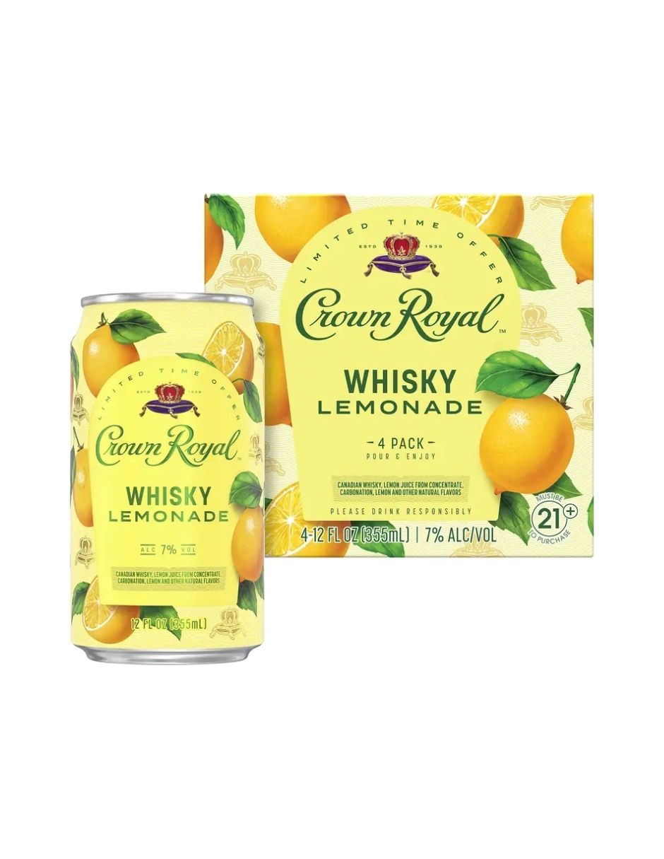 Cóctel de Limonada con Whisky Crown Royal – 4 Pack Latas 355 ml, 7 % Alc. Vol