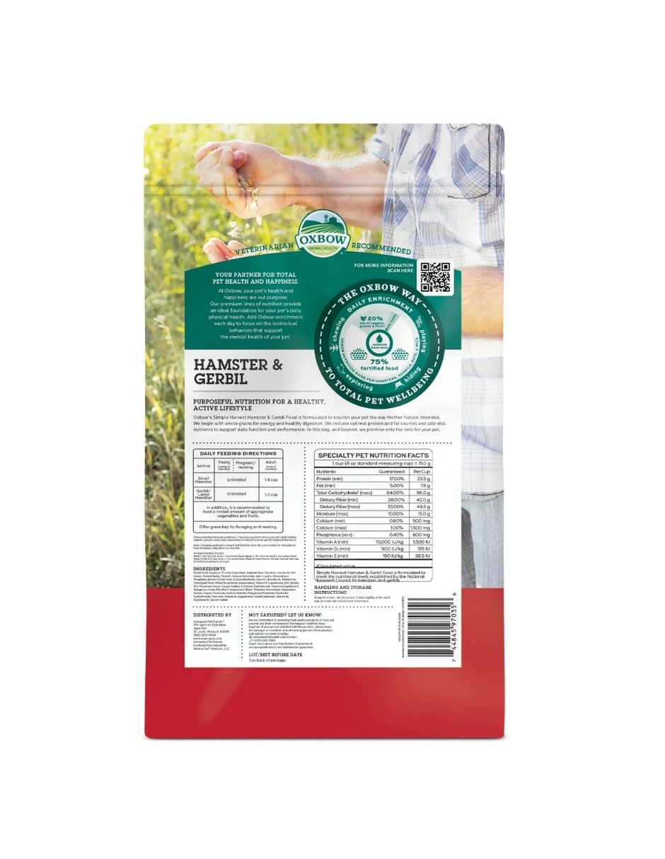 Alimento para Hámster y Jerbo Oxbow Simple Harvest Gerbil 680gr