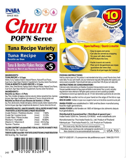 Golosina en Gelatina para Gatos INABA Churu Pop’N Serve Jelly Atún 10 cups