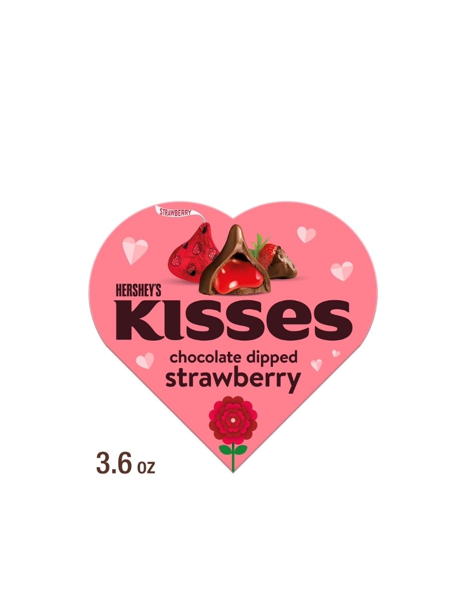 Chocolates con Leche y Centro Sabor Fresa en Caja de Corazón KISSES 102gr