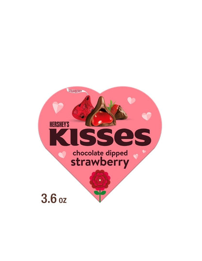 Chocolates con Leche y Centro Sabor Fresa en Caja de Corazón KISSES 102gr