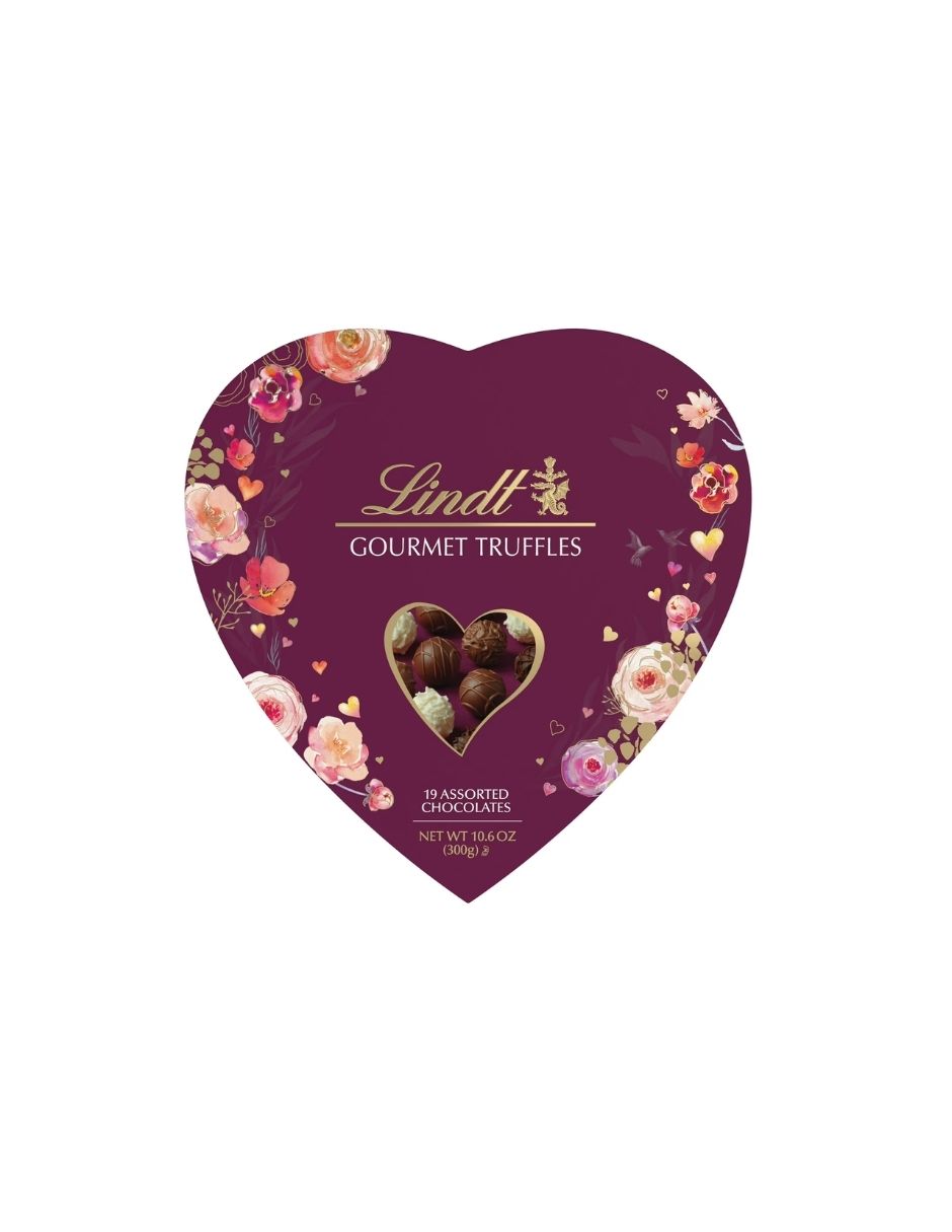 Trufas de Chocolate Surtidas en Caja de Corazón Lindt Gourmet 300gr
