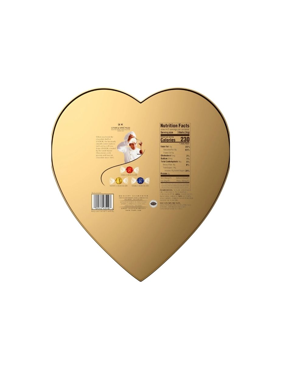 Trufas de Chocolate Surtidas en Caja de Corazón Lindt LINDOR 156gr