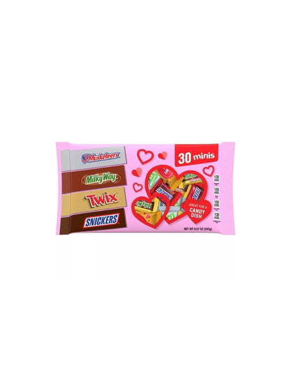 Mini Barras de Chocolate con Leche para San Valentín 242gr – Snickers, Twix, Milky Way y 3 Mosqueteros