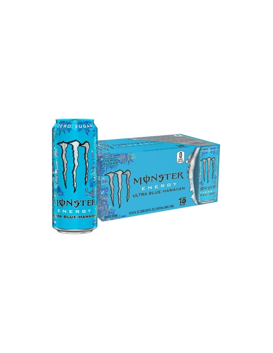 Bebida Energética sin Azúcar Monster Energy Ultra Blue Hawaiian Tropical – 15 Pack de 473ml