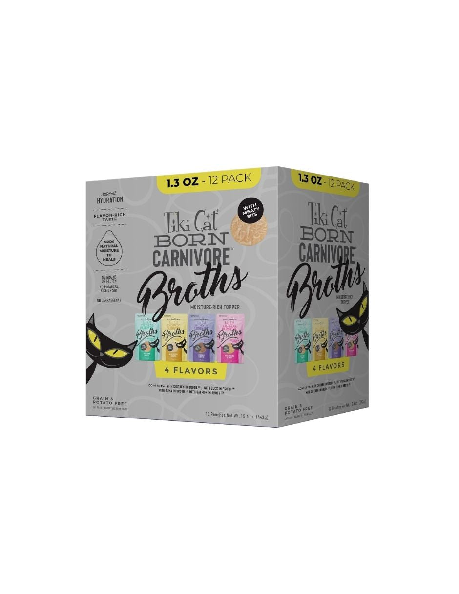 Caldo Húmedo para Gatos Tiki Cat Born Carnivore Paquete Variado 12 Pack