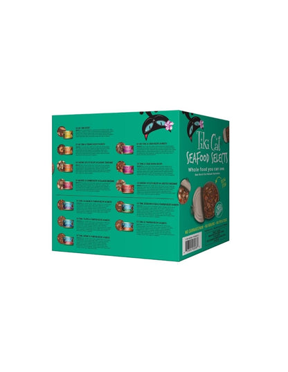 Comida Húmeda para Gatos Tiki Cat Seafood Selects Alta en Proteína – Paquete Variedad 36 Latas 2.96kg