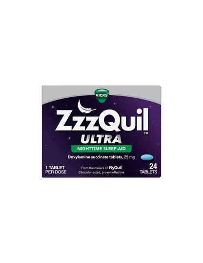 Tabletas para Dormir Ultra Nighttime Sleep Aid 25mg Doxilamina 24 Tabletas - ZzzQuil