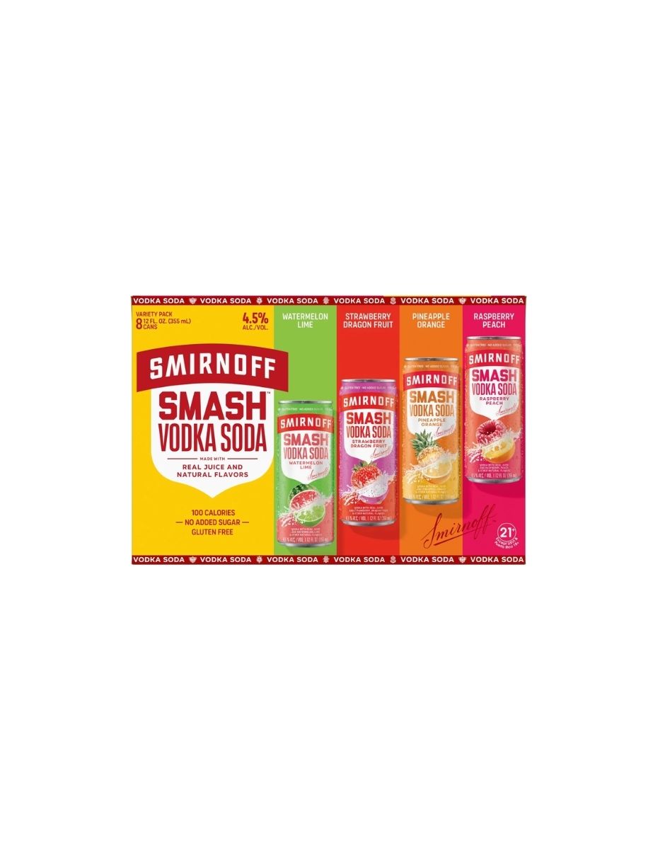 Refresco Alcohólico de Vodka 4.5% Alc.  – 8 Pack 355ml - Smirnoff Smash