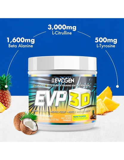 Pre-Work Evogen EVP 3D sin Estimulantes Sabor Tropic Thunder 40 Porciones
