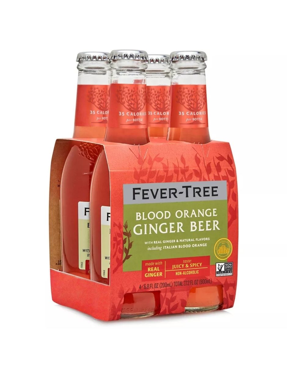 Cerveza de Jengibre Light Naranja Sanguina Fever-Tree – 4 Botellas de 200 ml