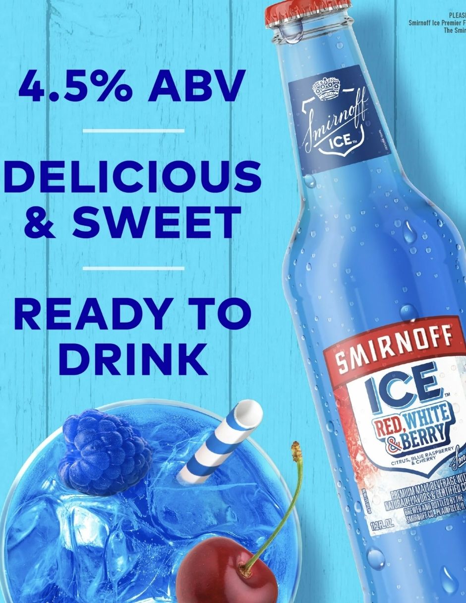 Bebida Alcohólica 4.5%Ice Red White & Berry 6 Pack, 355ml- Smirnoff Ice