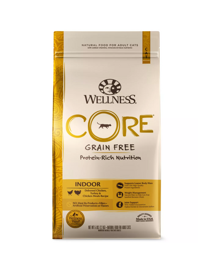 Alimento para gatos adultos Wellness® CORE® de interior: natural, sin cereales, con pollo, pavo y harina de pollo