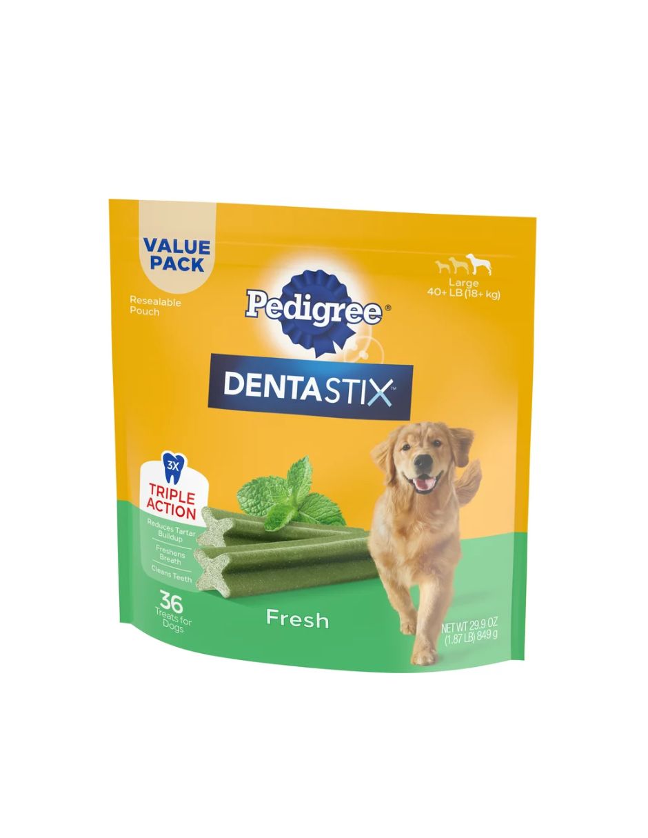 Pedigree Dentastix Fresh Flavor Dental Bone Treats para perros grandes 36 unidades