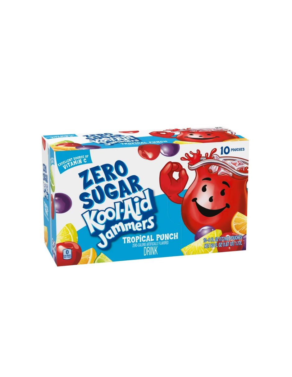 Kool-Aid Jammers Tropical Punch Zero Sugar caja de 10 unidades