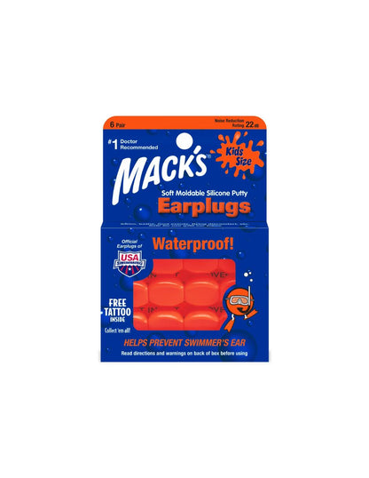 Mack's Tapones para los oídos de masilla de silicona moldeable suave - Tamaño para niños, 6 pares