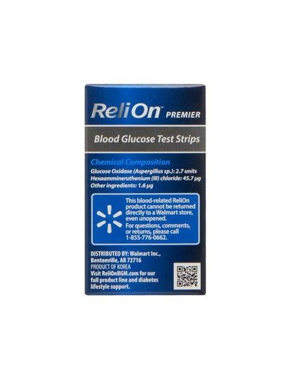 ReliOn Premier Tiras reactivas de glucosa en sangre 100 unidades