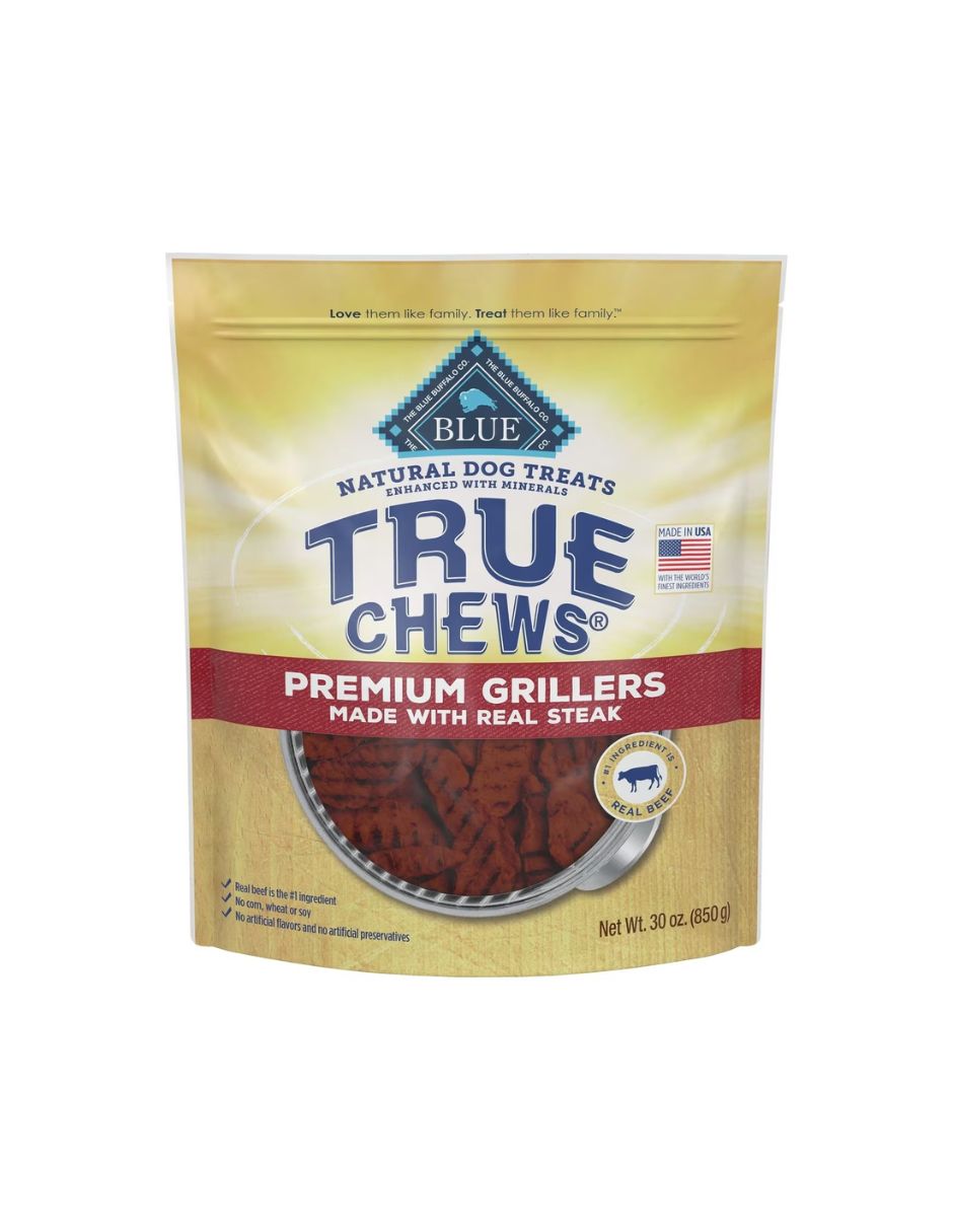 Blue Buffalo True Chews Premium Grillers with Real Steak Grain-Free Dog Treats 850gr