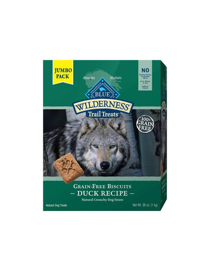 Blue Buffalo Wilderness Trail Treats High Protein Grain Free Crunchy Dog Treats Biscuits, Duck Recipe 1kg