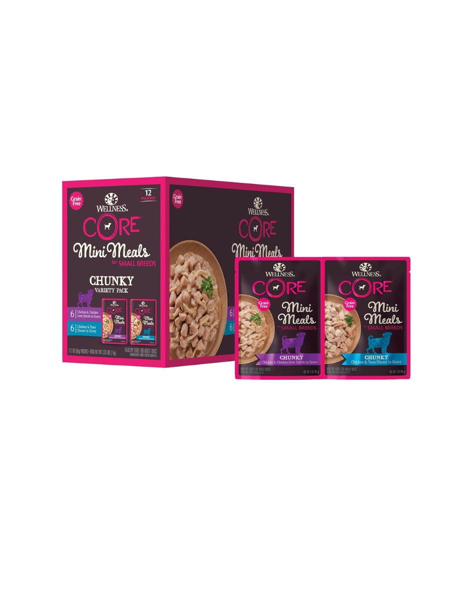 Wellness Core Grain Free Small Breed Mini Meals Chunky Variety 12 pack