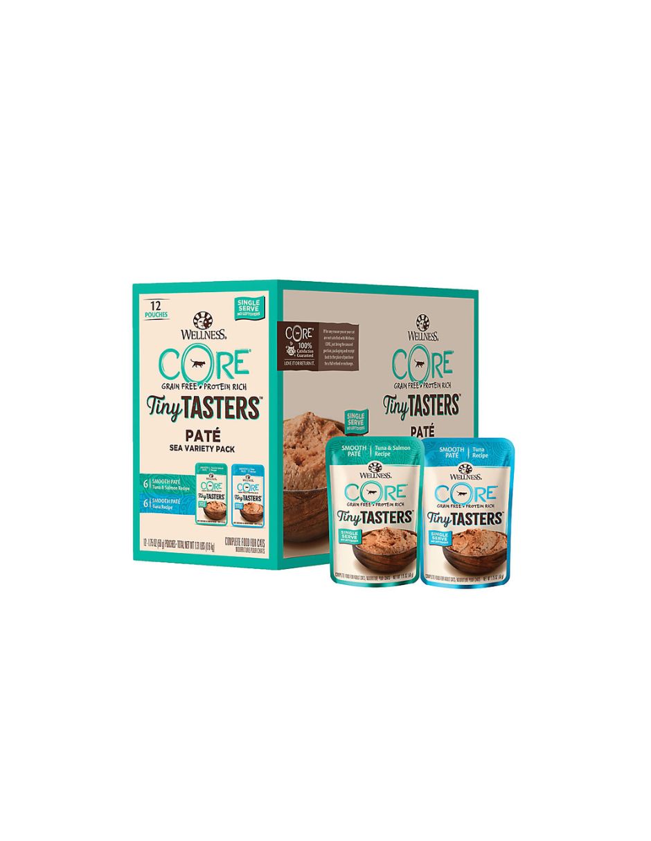 Wellness CORE Tiny Tasters Wet alimento para gato - Natural, Grain Free, Sea Paquete variado, 12 piezas